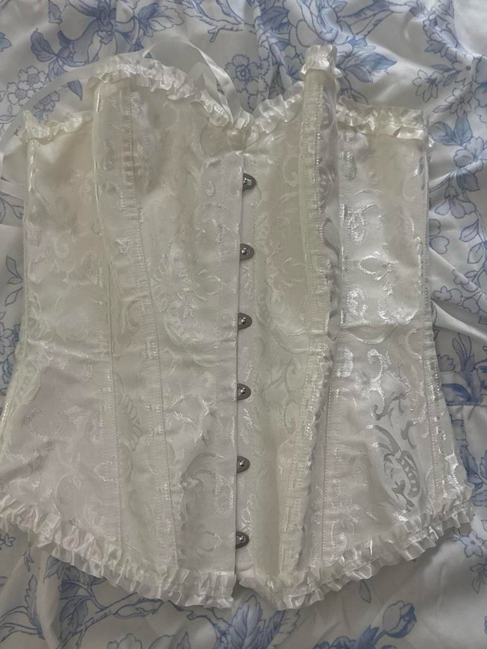 Amazon White Brocade Corset Top